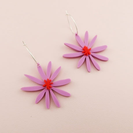 Daisy Hoop Lilac Earrings