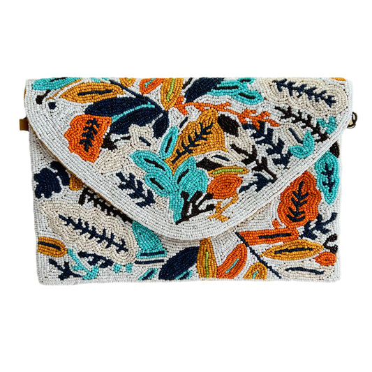 Tropical Sunset Beaded Clutch Bag