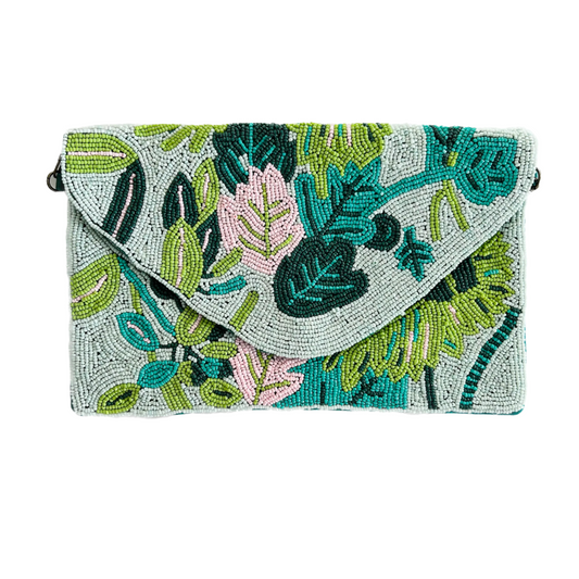 Verdant Garden Beaded Clutch Bag