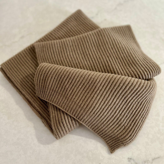 Taupe Knit Cashmere Scarf