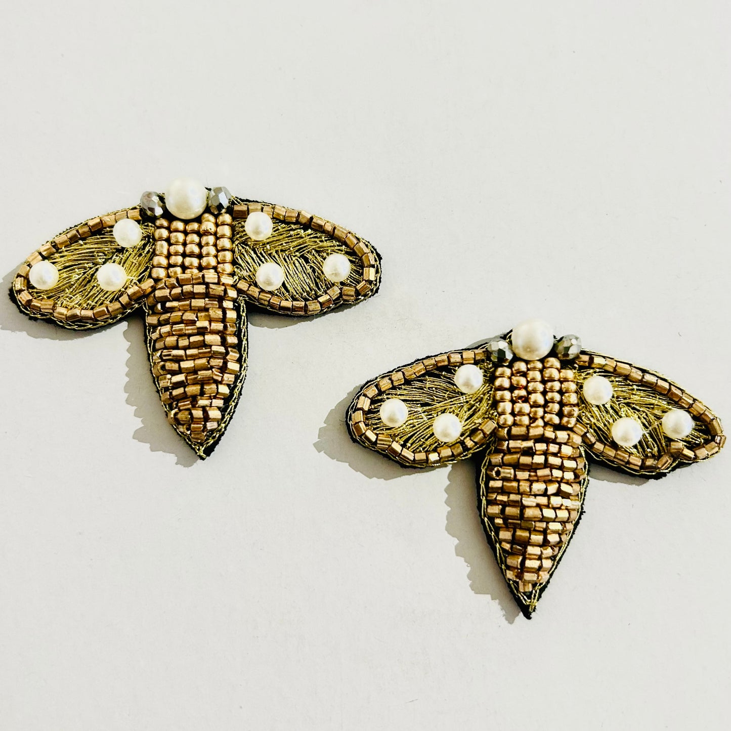 Beaded Earrings Gold Bee