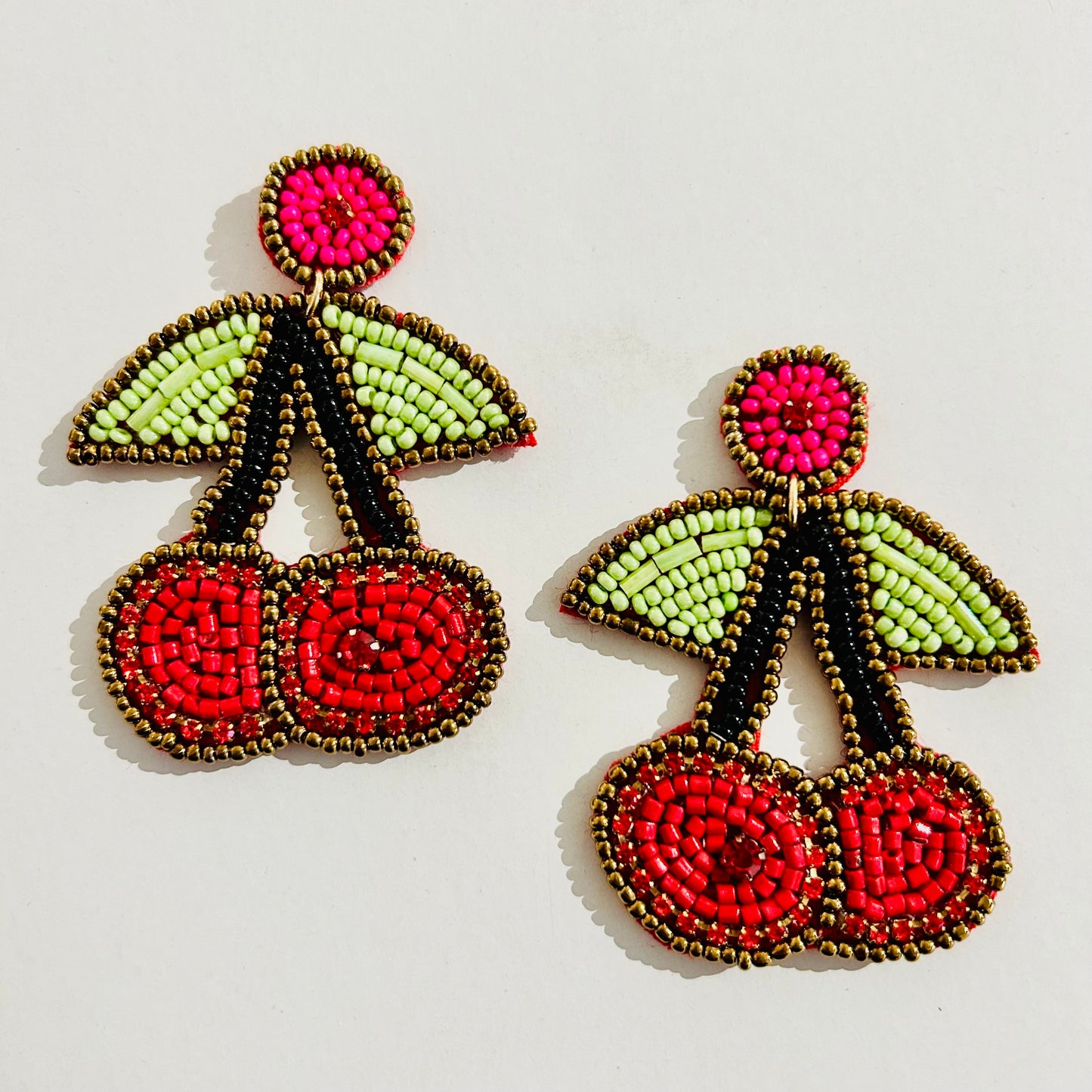 Beaded Earrings Cherry