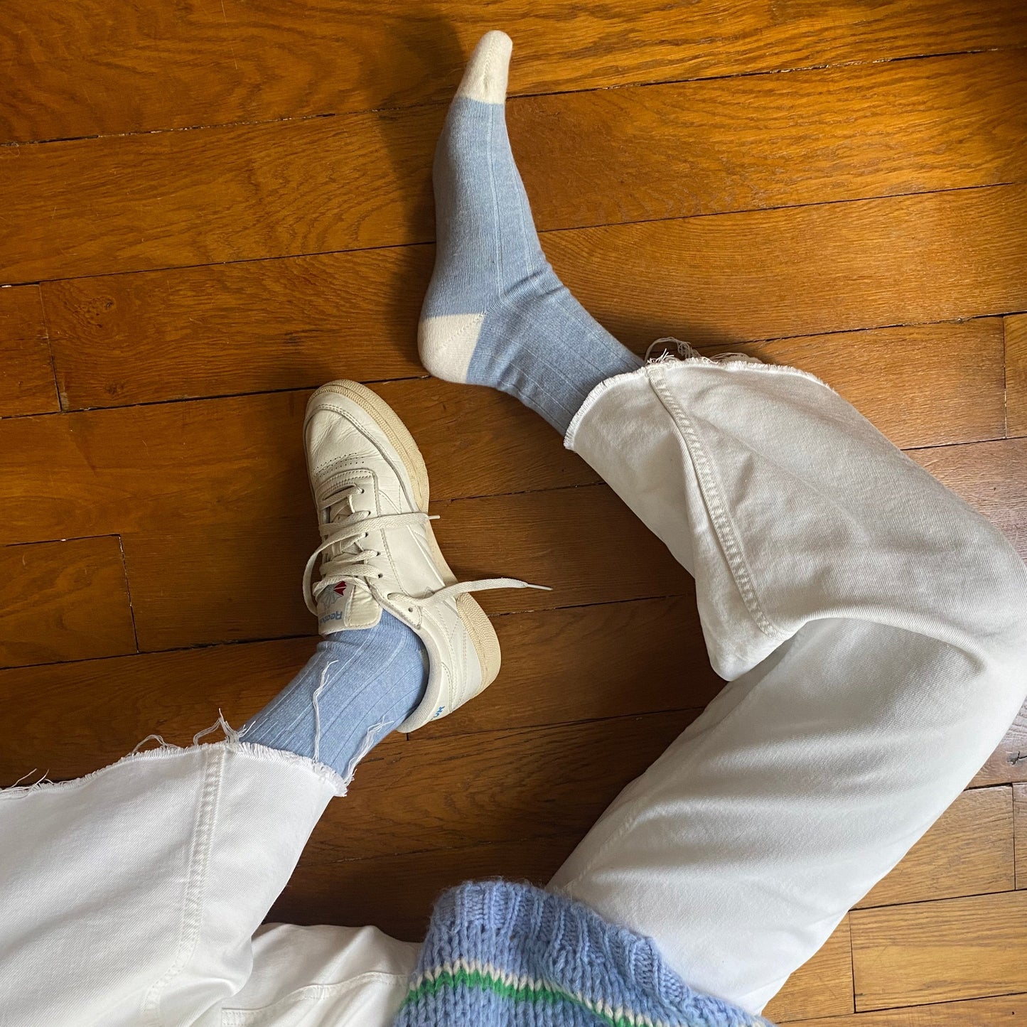 Blue & White Bands Merino Wool Socks