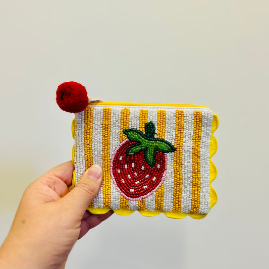 Strawberry Beaded Stripe Purse