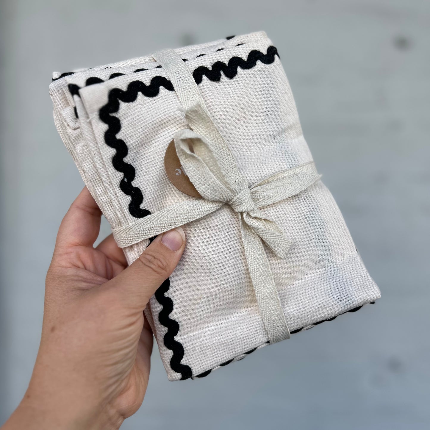 Orla Ivory & Black Cotton Napkins Set of 4