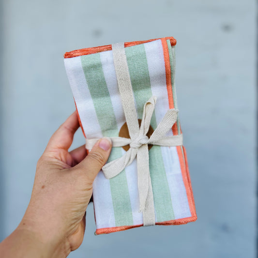 Luna Pistachio & Papaya Cotton Napkins Set of 4