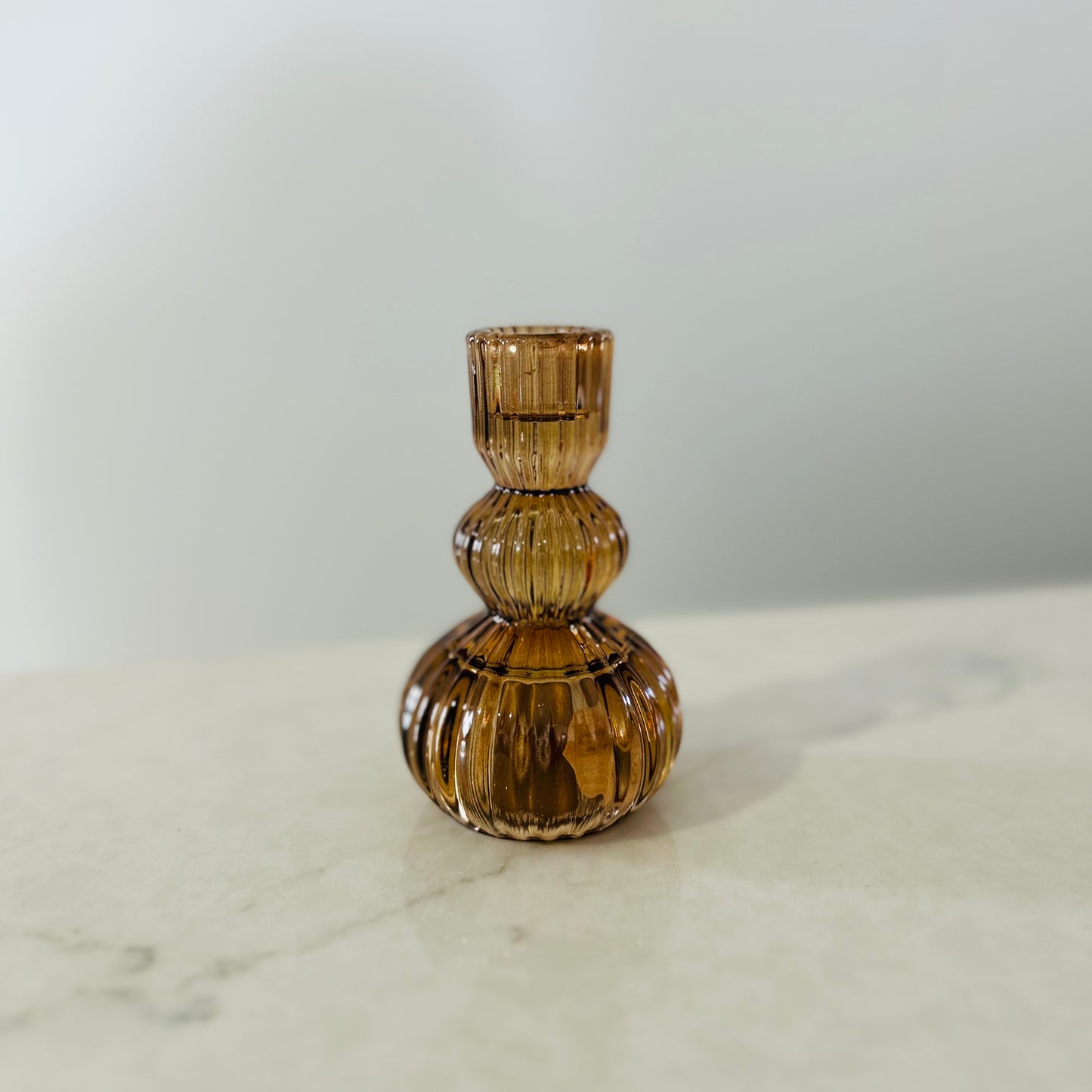 Amber Glass Tall Candleholder