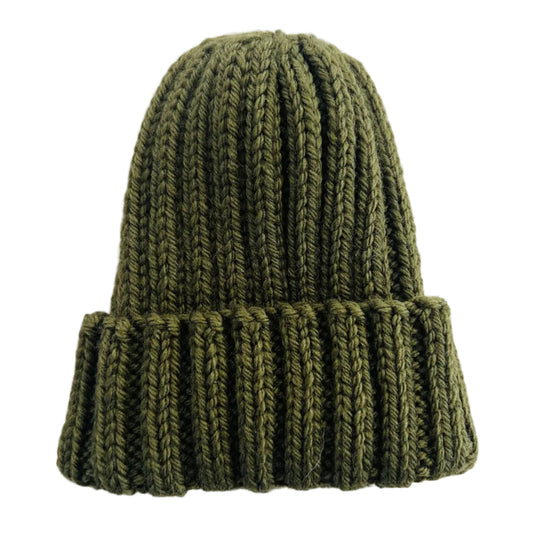 Olive Wool Baby Beanie