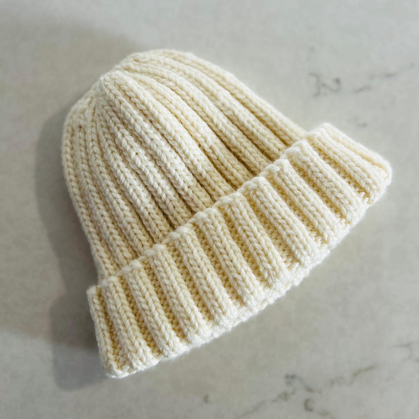Cream Hand Knitted Wool Beanie