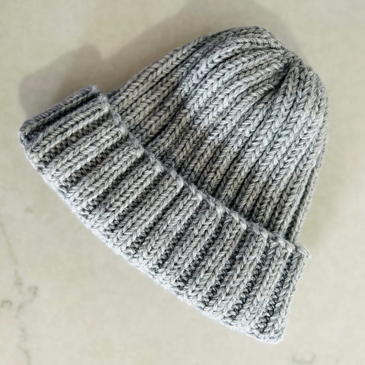 Grey Marle Hand Knitted Wool Beanie