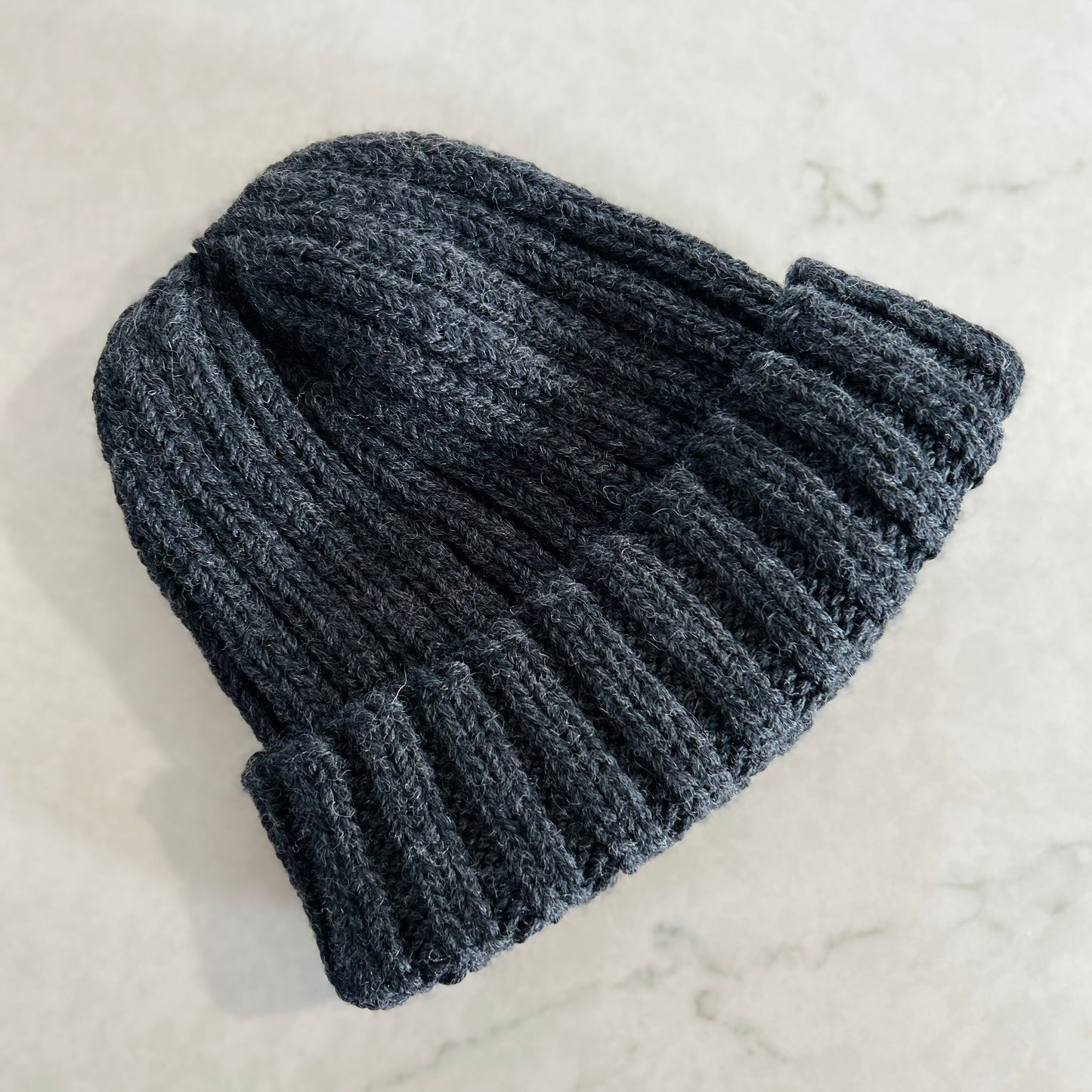 Charcoal Hand Knitted Wool Beanie