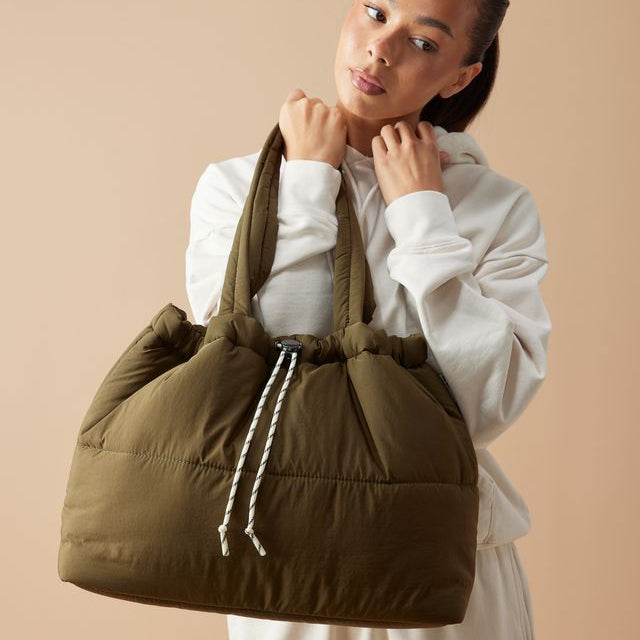 Khaki & Cream Scrunch Base Bag