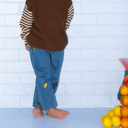 Organic Fruit Salad Denim Baby Pants