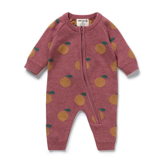 Clementine Organic Knitted Jacquard Growsuit