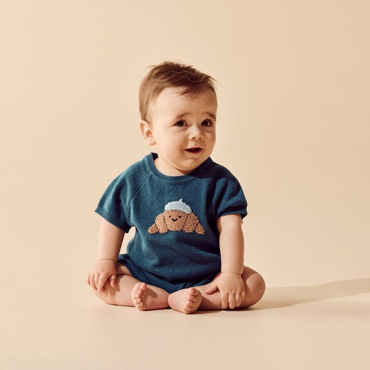 Little Croissant Organic Knitted Baby Growsuit