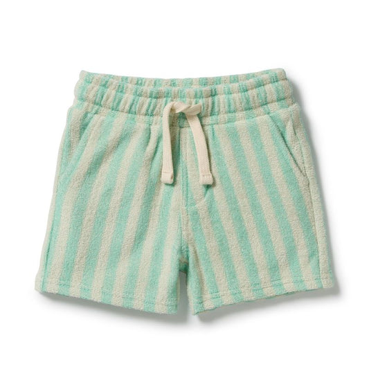 Seafoam Stripe Organic Terry Baby Short