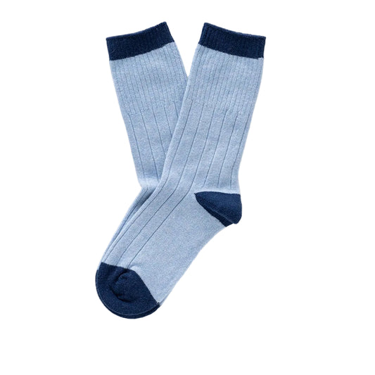 Sky Blue & Blue Bands Merino Wool Socks