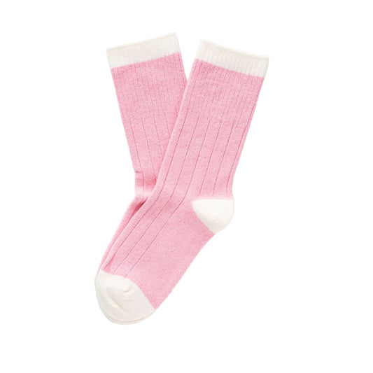 Pink & White Bands Merino Wool Socks