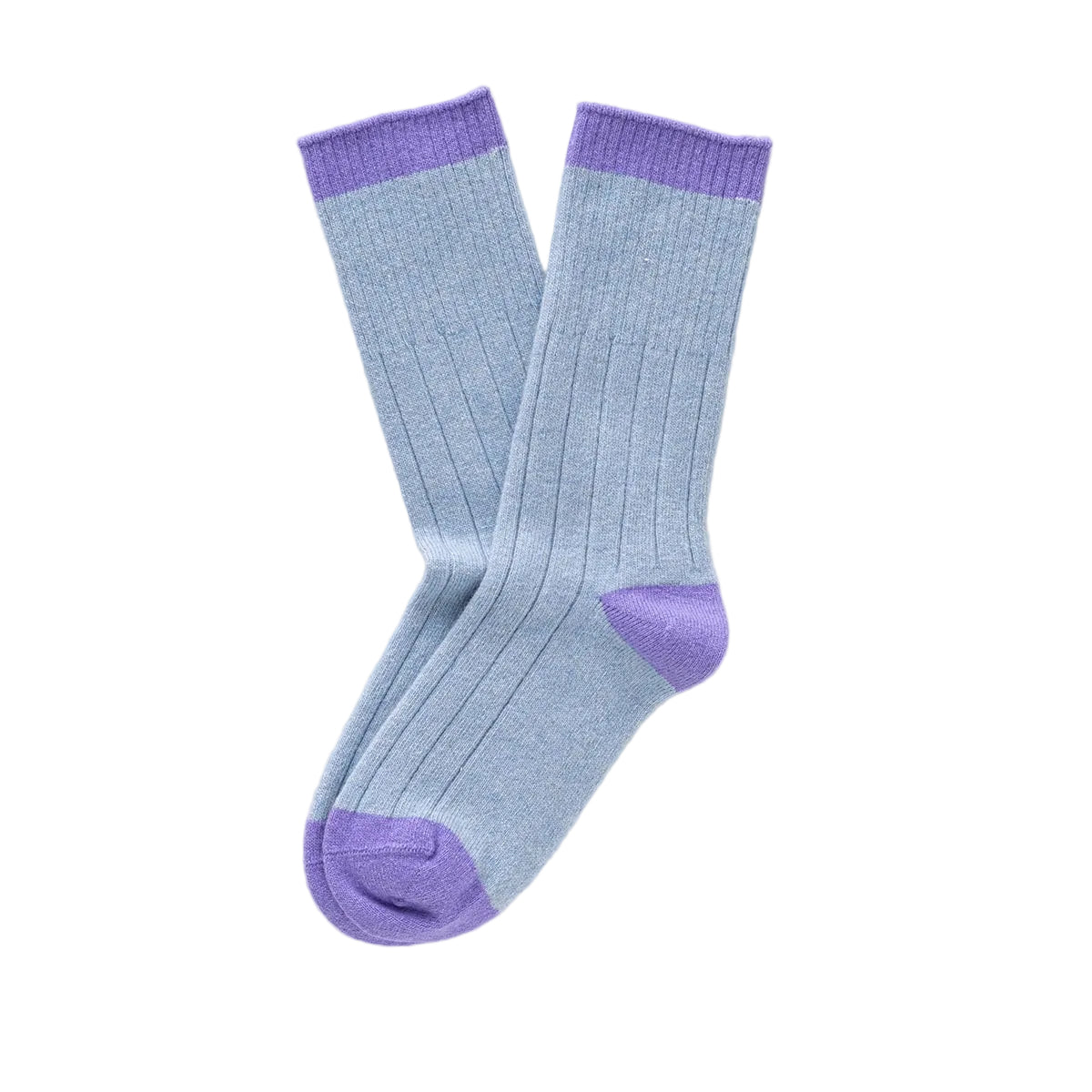 Sky Blue & Lavender Bands Merino Wool Socks