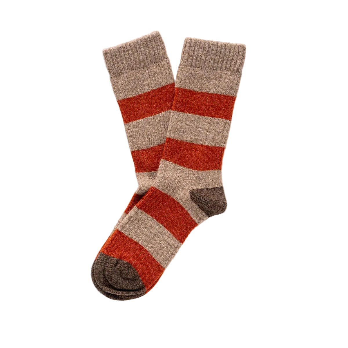 Beige & Orange Stripes Merino Wool Socks