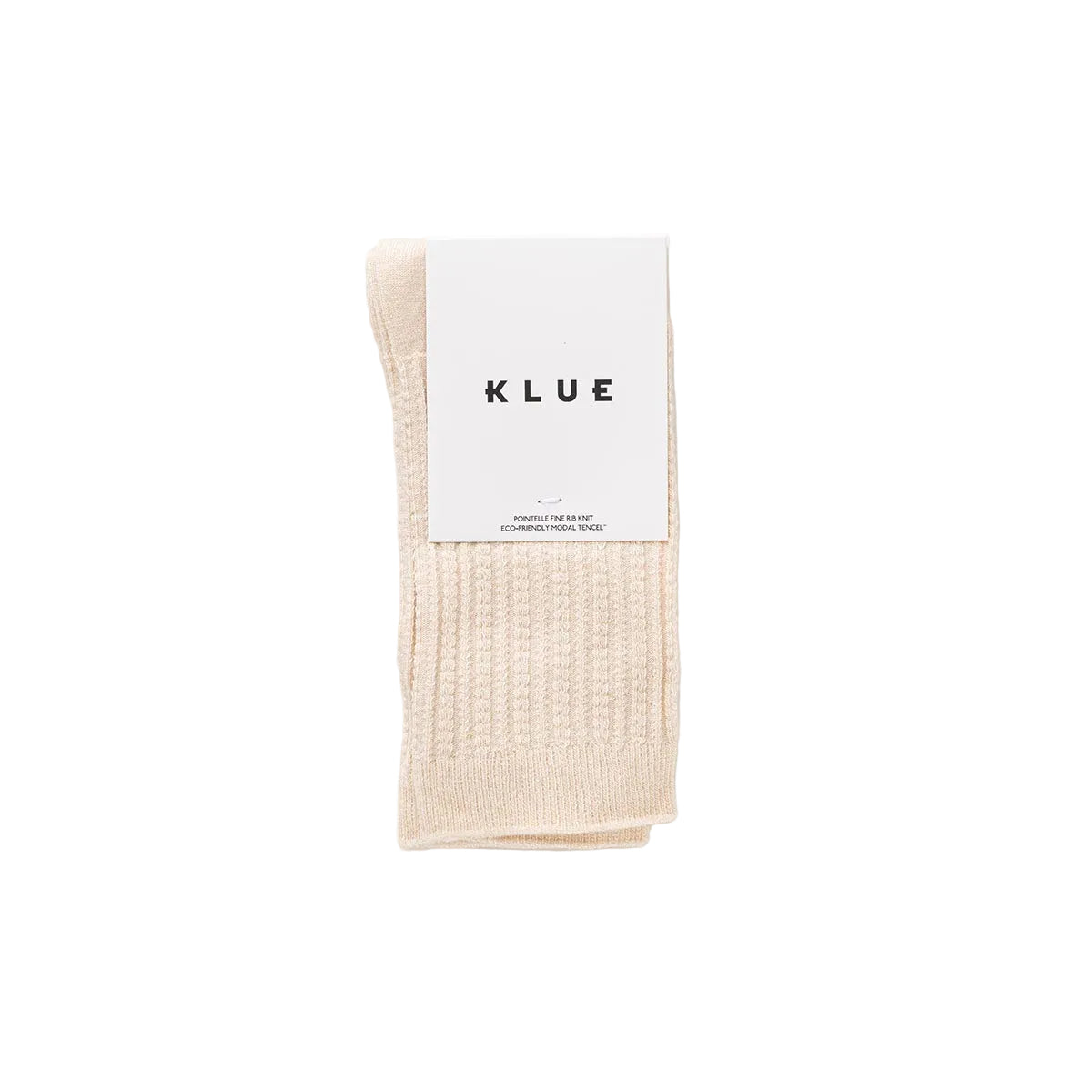 Beige Pointelle Fine Rib Knit Socks