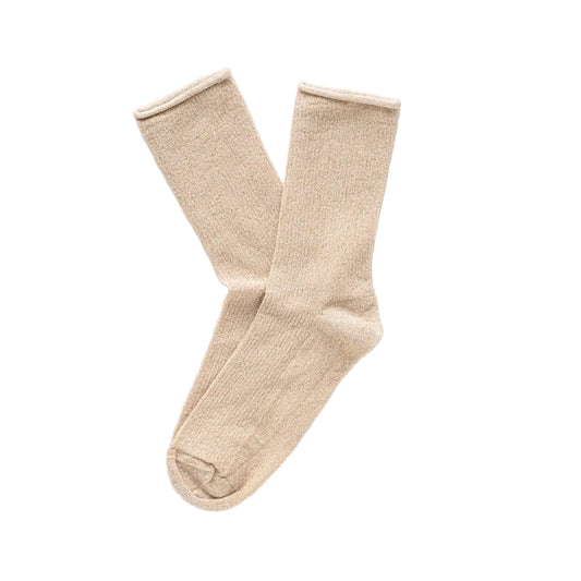 Beige Glitter Lurex Socks