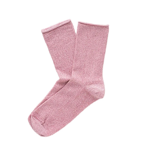 Pink Glitter Lurex Socks