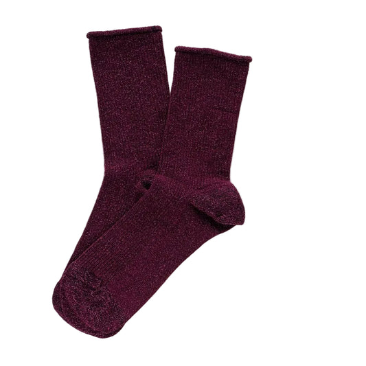 Burgundy Wine Glitter Lurex Socks