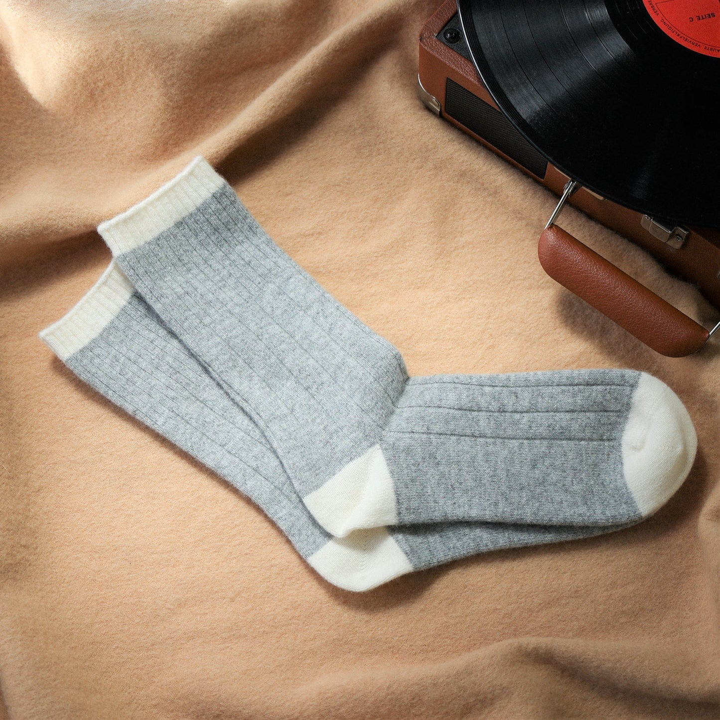 Grey & White Bands Merino Wool Socks