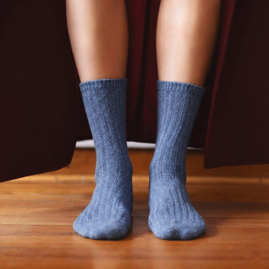 Blue Dust Star Silk & Wool Socks