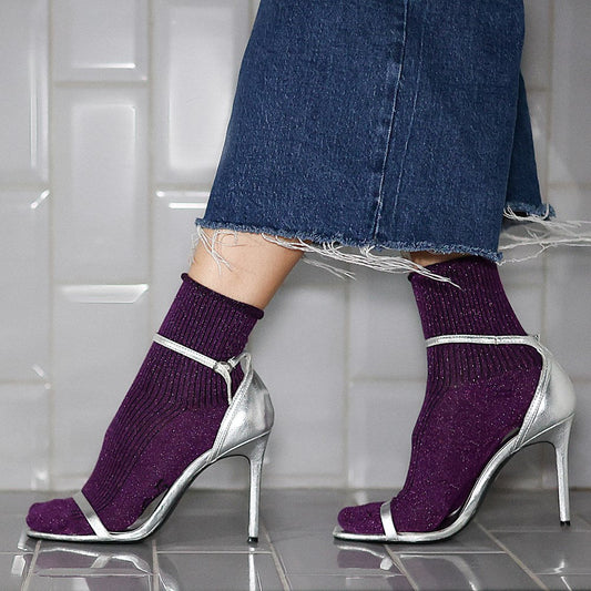 Purple Glitter Lurex Socks