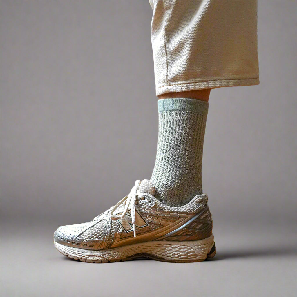 Gray Mist Stripes Glitter Lurex Socks