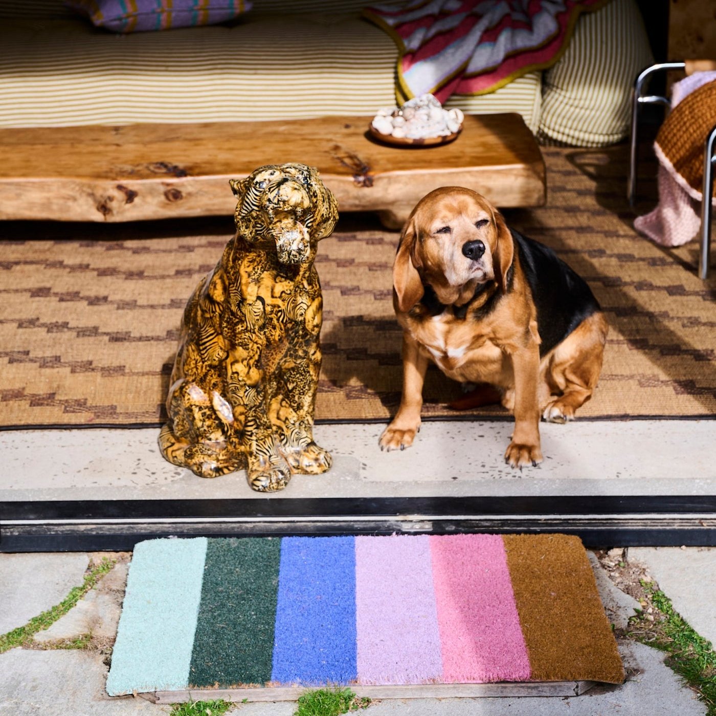 Happy Stripe Coir Door Mat