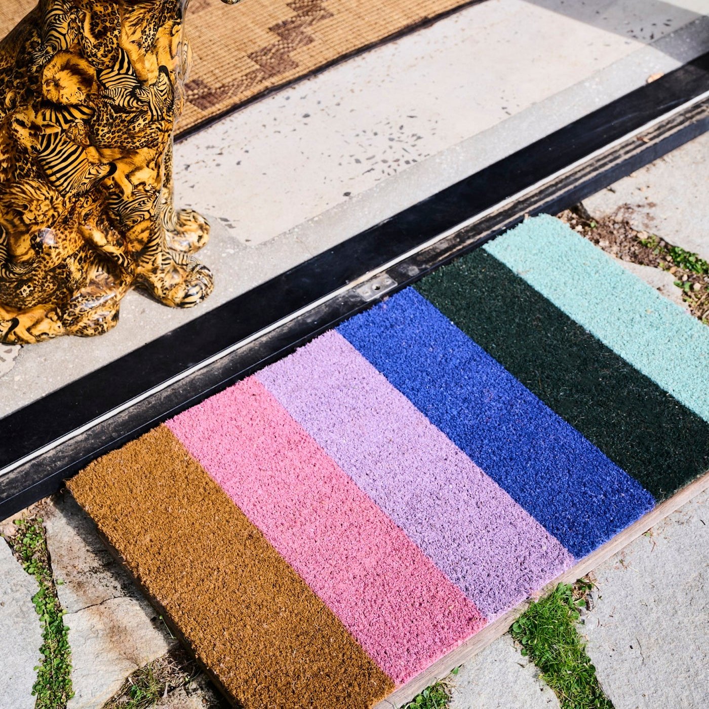 Happy Stripe Coir Door Mat