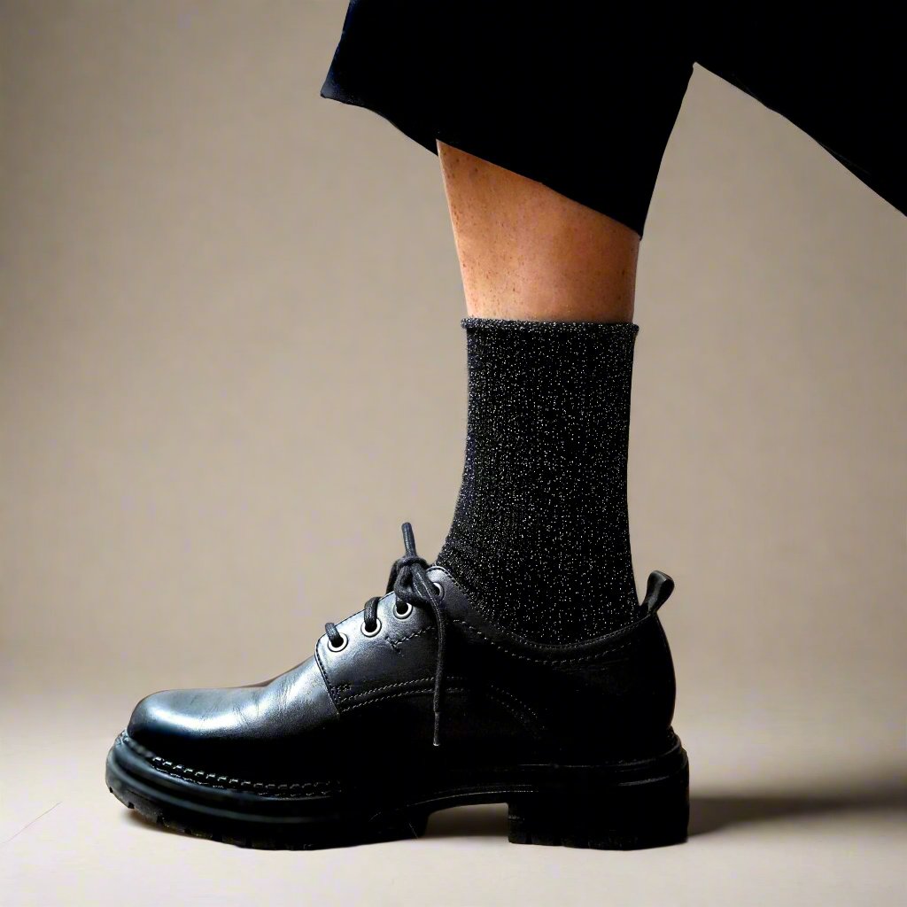 Black Glitter Lurex Socks