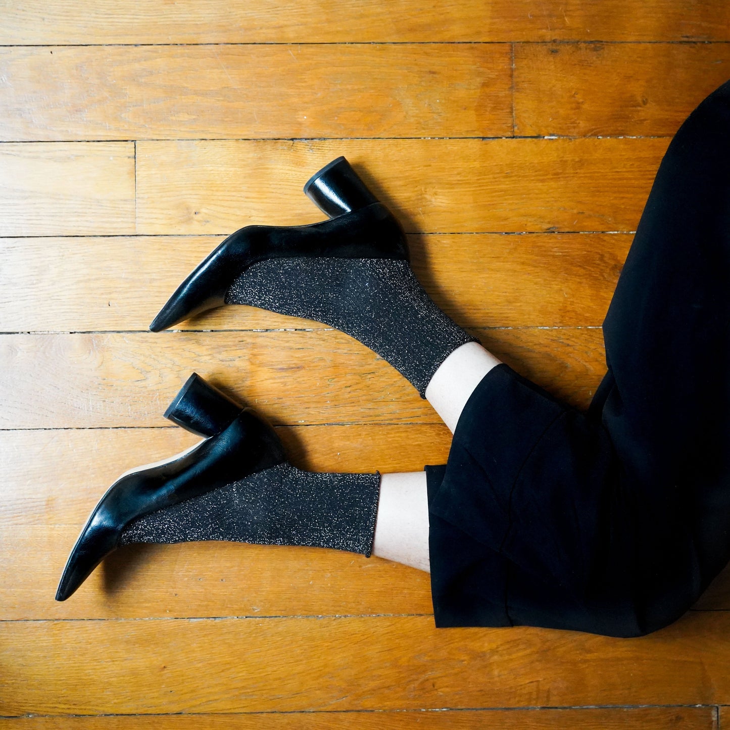 Black Glitter Lurex Socks