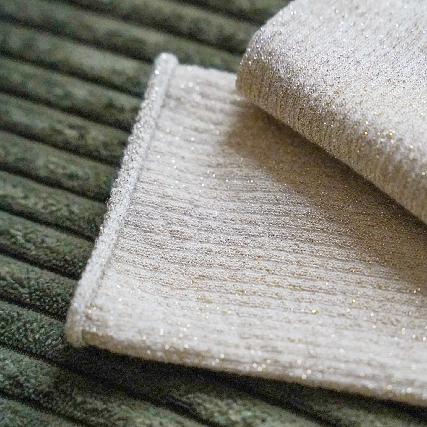 Beige Glitter Lurex Socks