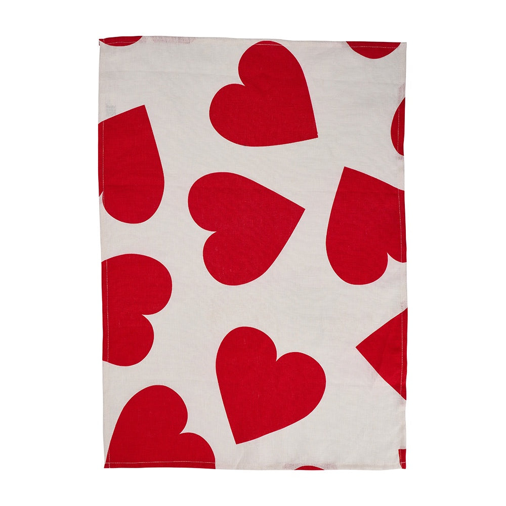 Love Heart Linen Tea Towel