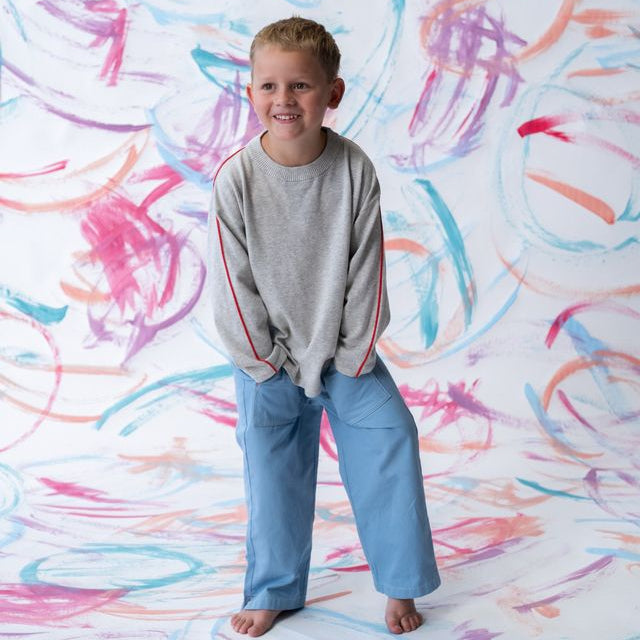 Organic Canvas Duck Egg  Kids Utility Pocket Pant