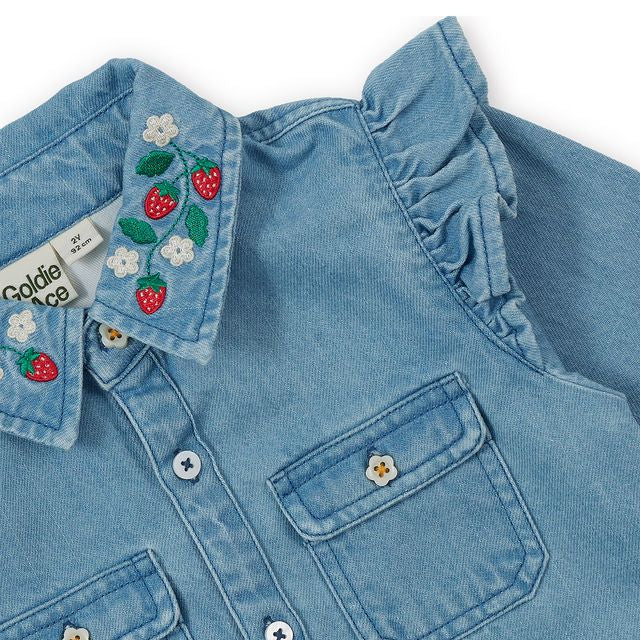 Wild Strawberry Chambray Kids Shirt