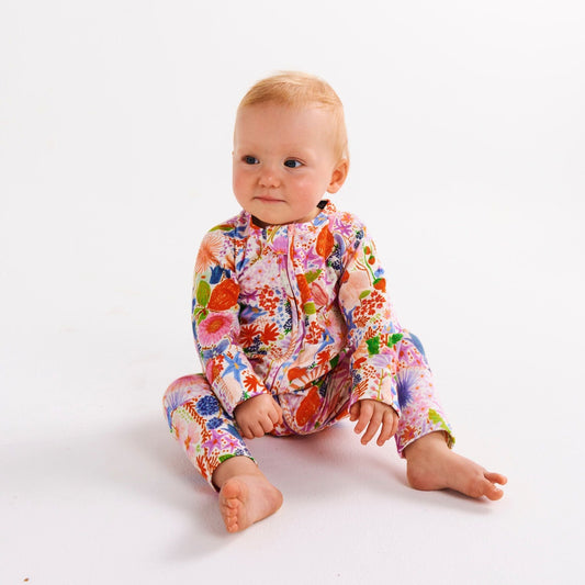 Meandering Meadow Organic Long Sleeve Zip Romper