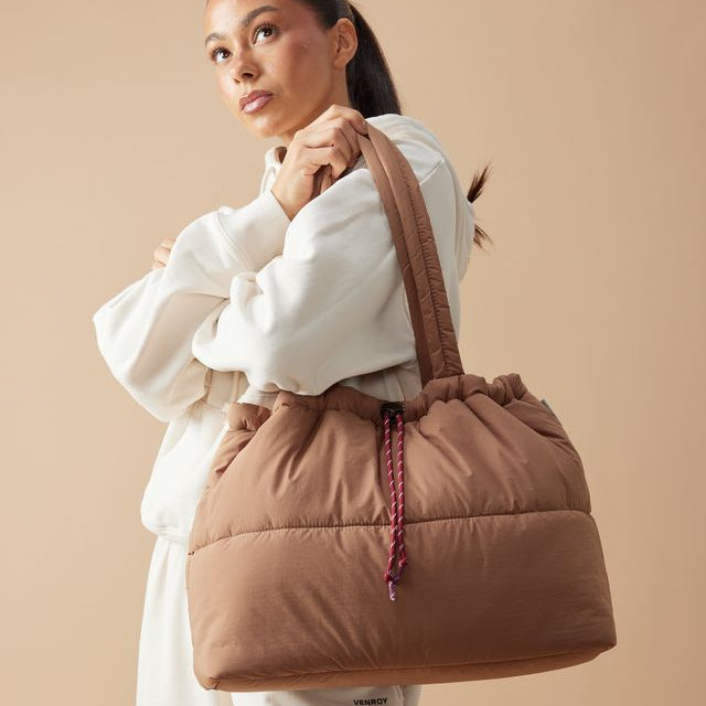 Hazelnut & Burgundy Scrunch Base Bag