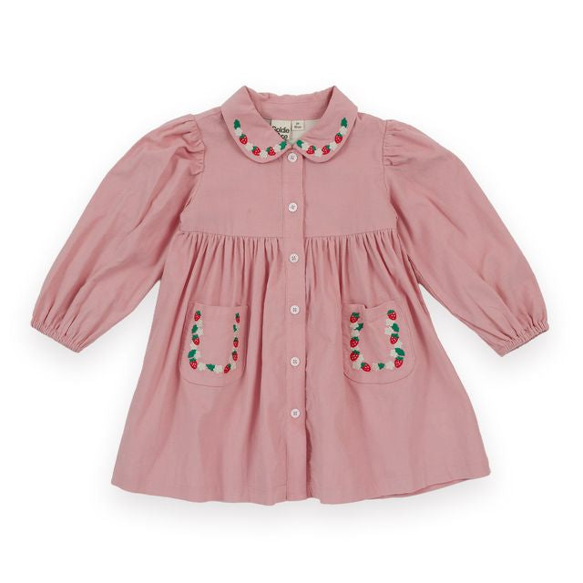 Wild Strawberry Corduroy Collar Kids Dress