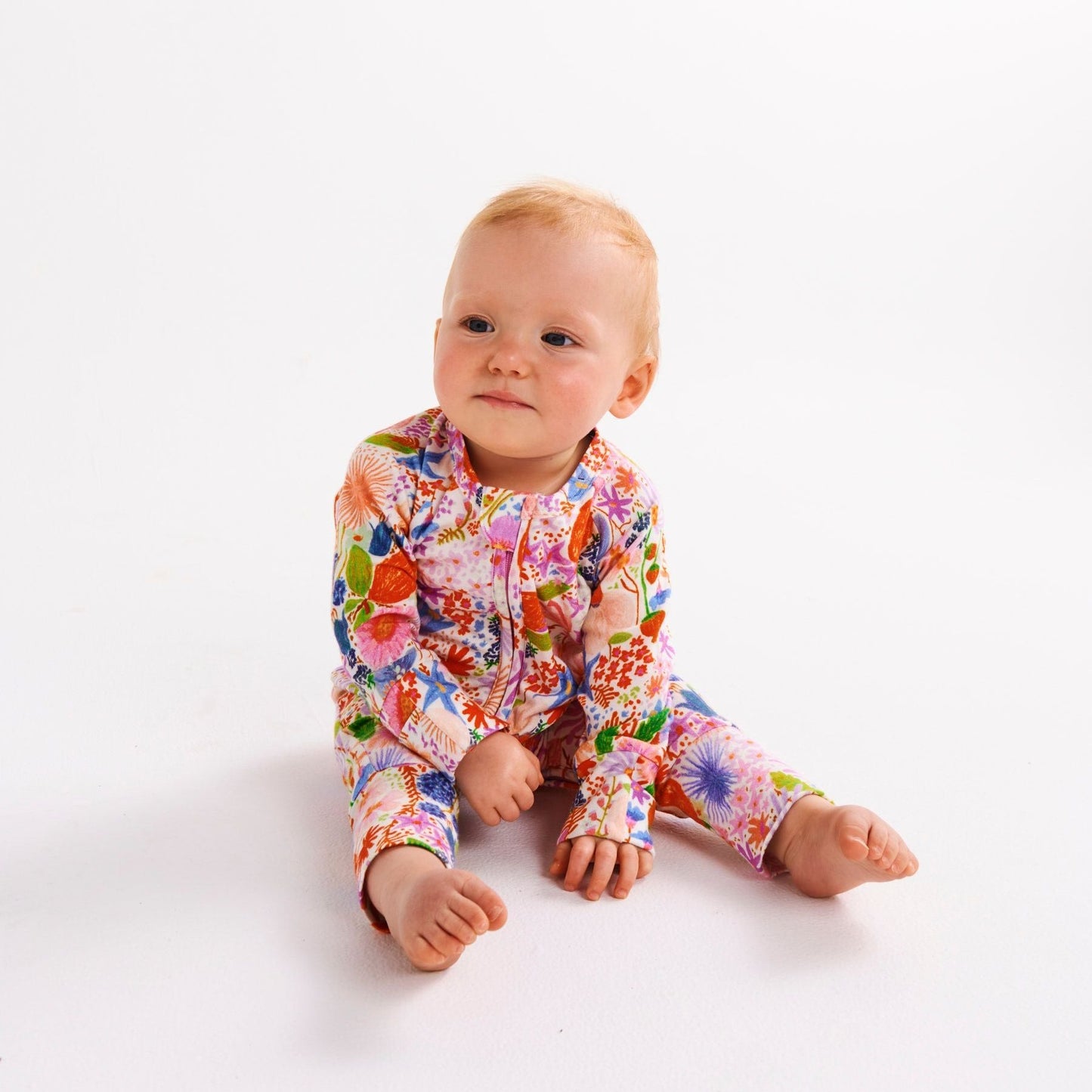 Meandering Meadow Organic Long Sleeve Zip Romper