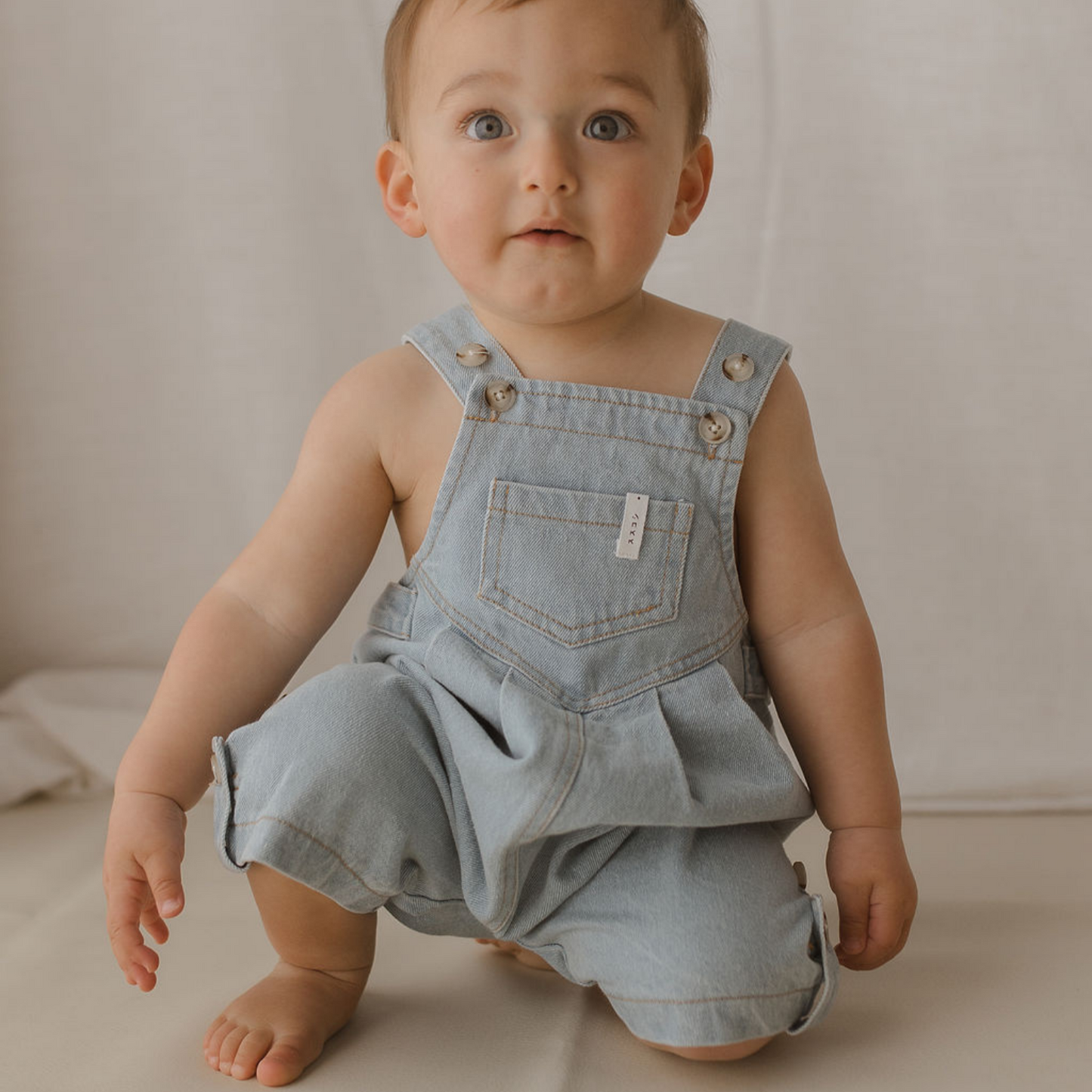 Baby Blue Denim Overall Shorts