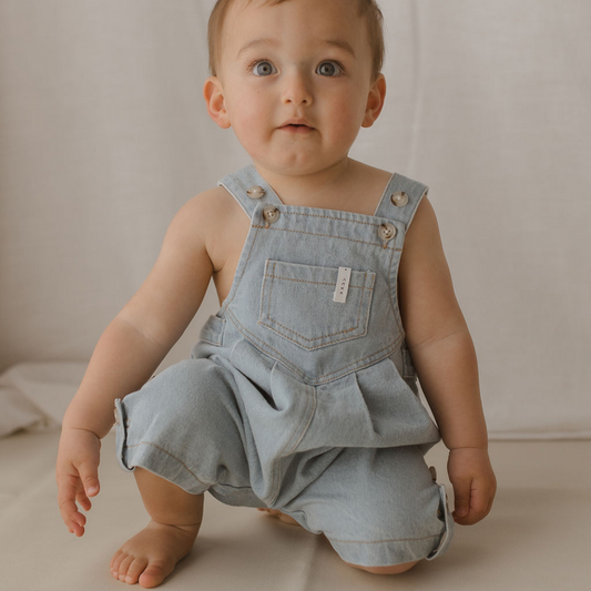 Baby Blue Denim Overall Shorts