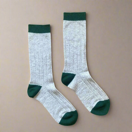 Sand & Green Bands Merino Wool Socks