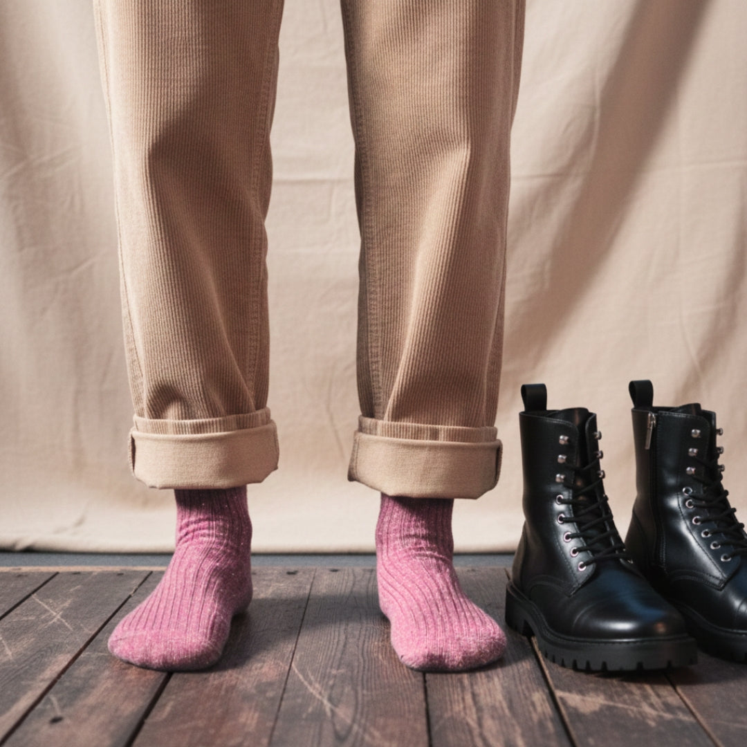 Rosewood Dust Star Silk & Wool Socks