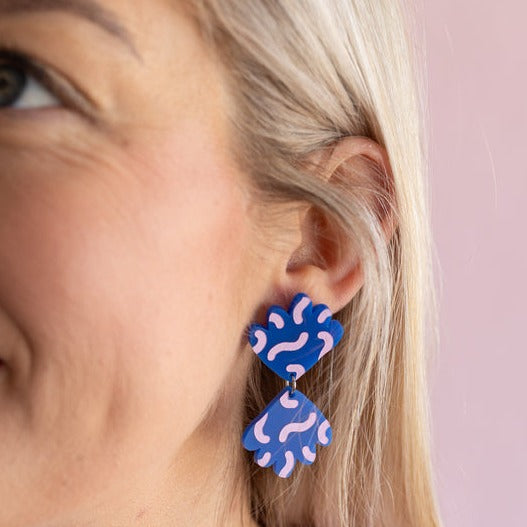 Kimmy Fandangle Navy & Pink Earrings