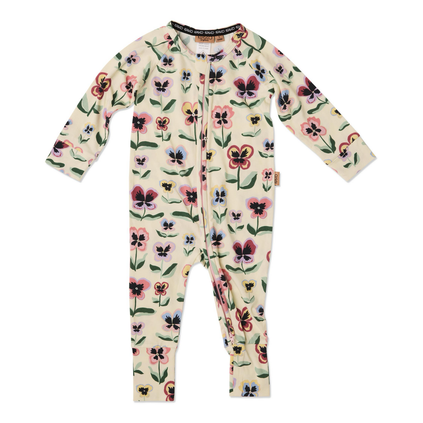 Pretty Pansy Organic Long Sleeve Zip Romper